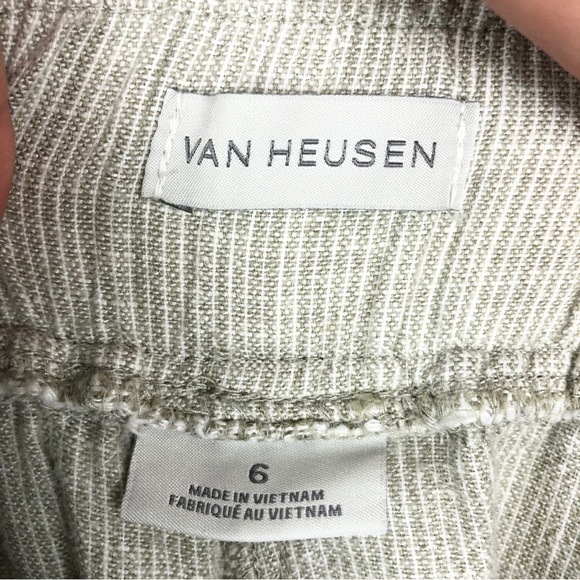 Van Heusen Linen Rayon Blend Drawstring Ankle Pants Vertical Stripe - Picture 8 of 10